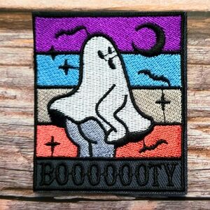 Boooooty Ghost Mooning Funny Witchy Goth Punk Y2k Iron on Patch.